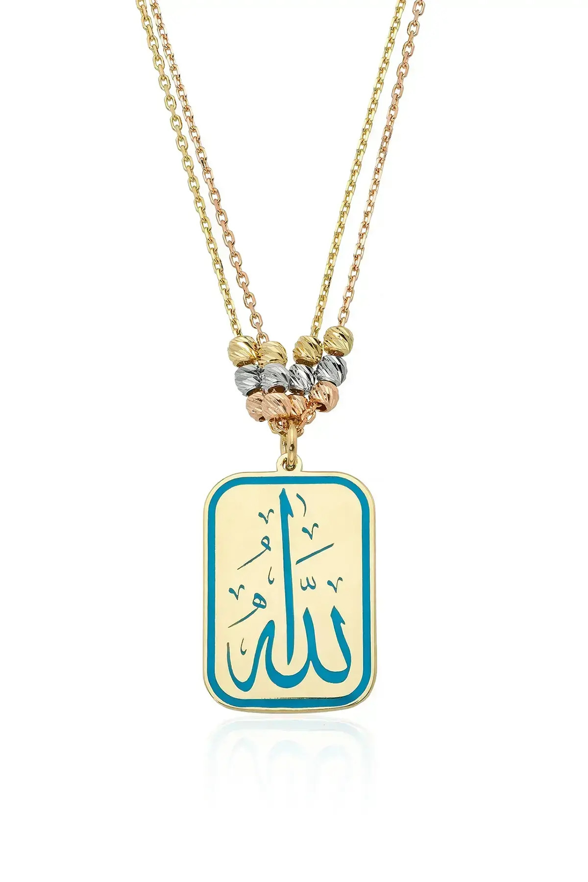 Allah (c,c) Yazılı 14 Ayar Altın Dualı Kolye - Elef Takı