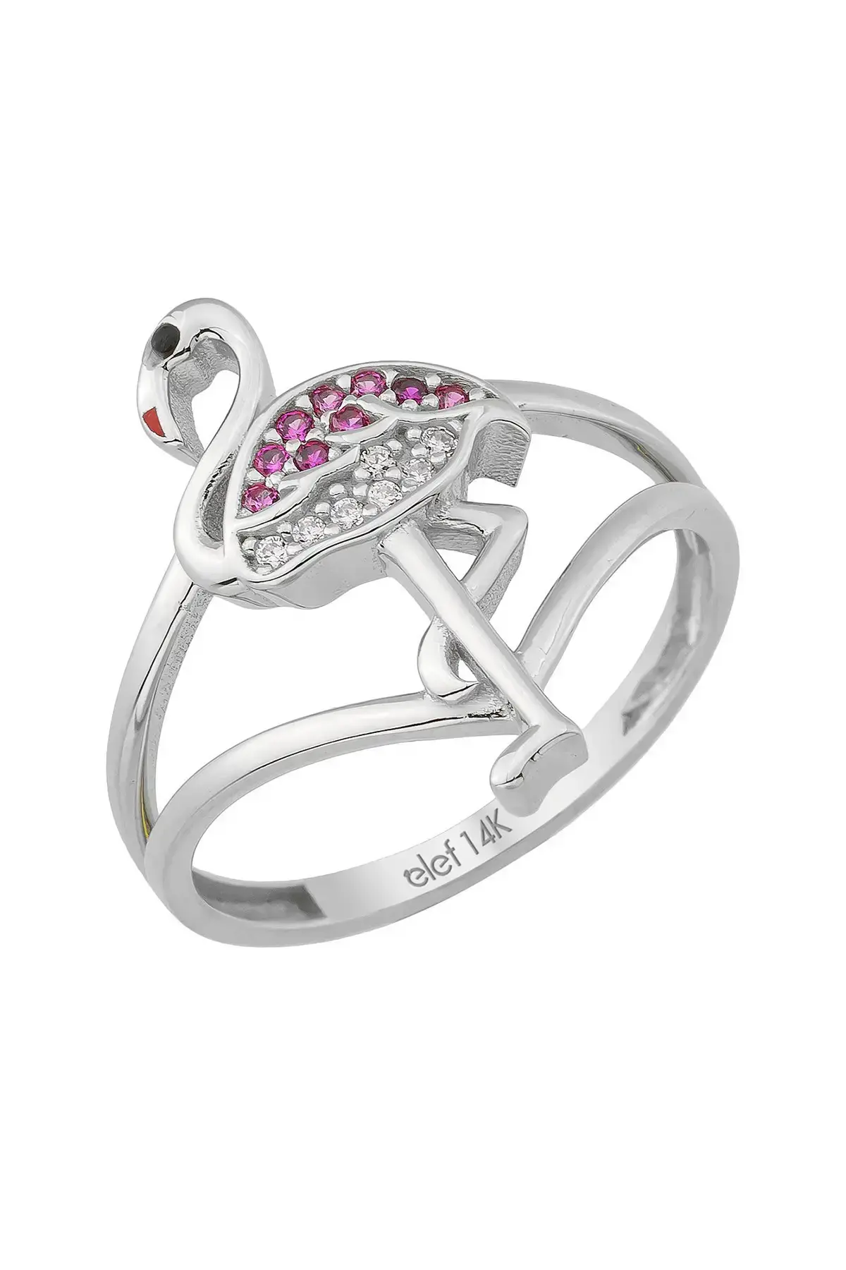 Flamingo Figürlü 14 Ayar Altın Yüzük - 4