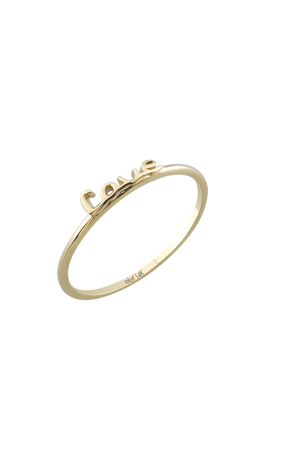 Love Yazılı 14 Ayar Altın Minimal Yüzük - 1