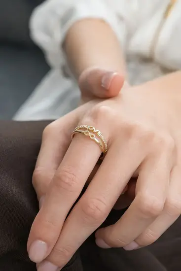 Sonsuzluk Love Taşlı 14 Ayar Altın Yüzük - 3